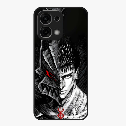 Berserker Blood Oath Glass Case showing flat back view with fierce warrior inspired artwork and glossy glass finish.