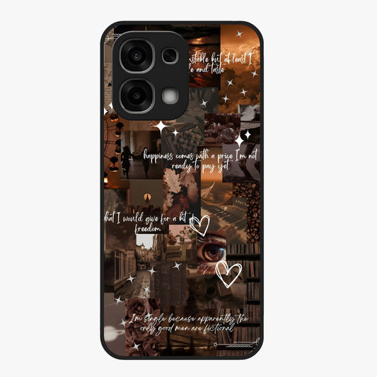 Bittersweet Aesthetic Chaos Glass Case showing flat back view with artistic chaotic aesthetic design and glossy glass finish.