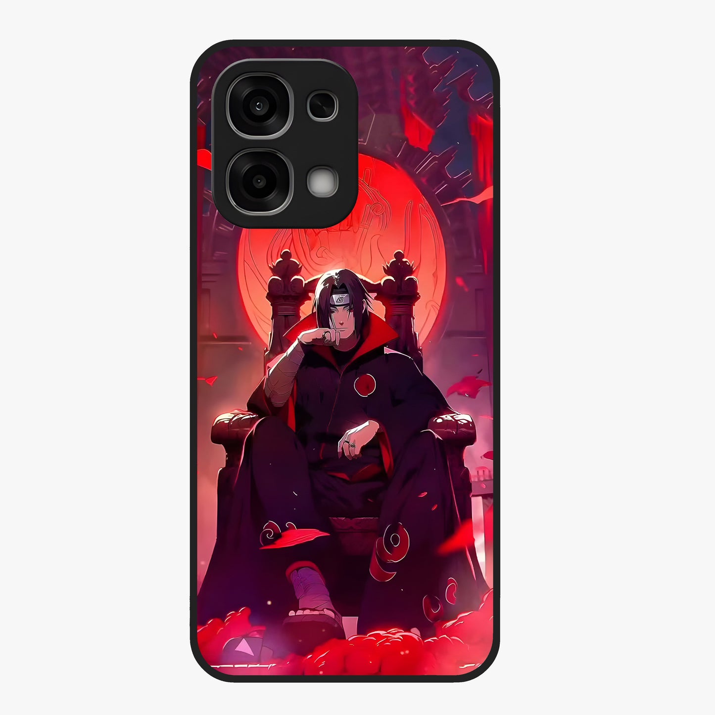 Blood Moon Sovereign Glass Case showing flat back view with mystical blood moon artwork and glossy glass finish.