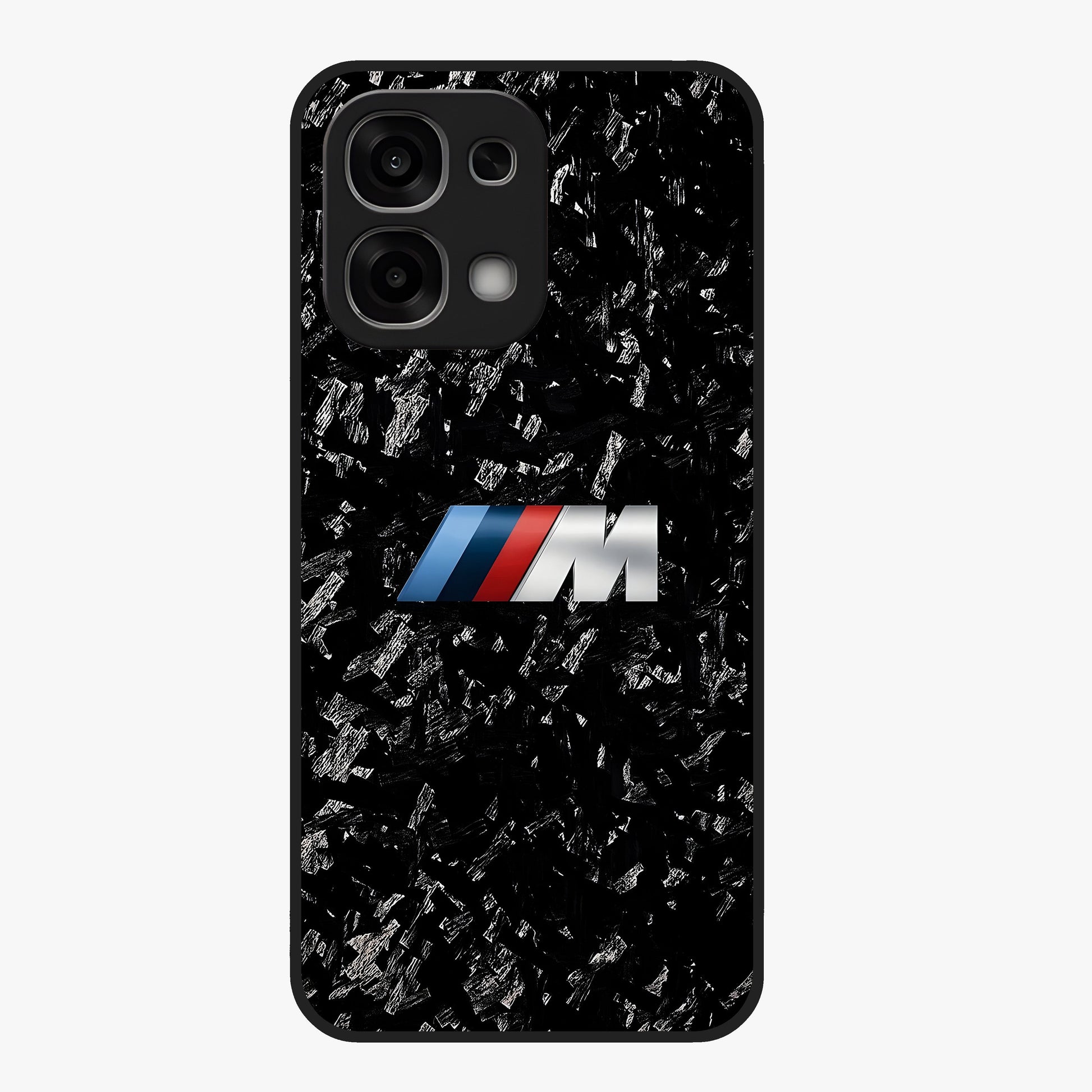 Carbon Speed Mark Glass Case showing flat back view with sporty carbon pattern artwork and glossy glass finish.