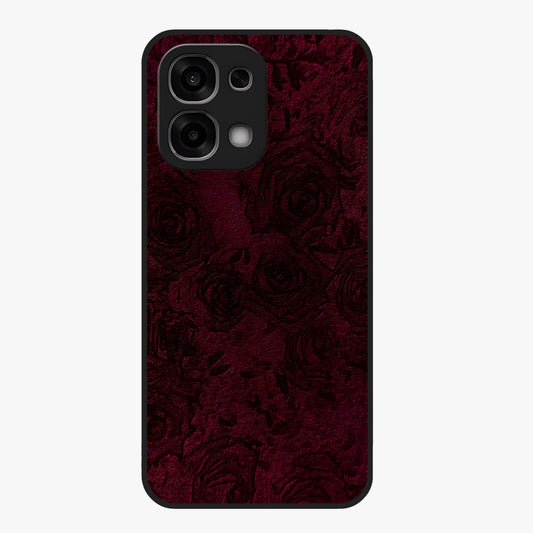 Crimson Fade Flow Glass Case showing flat back view with flowing crimson gradient artwork and glossy glass finish.