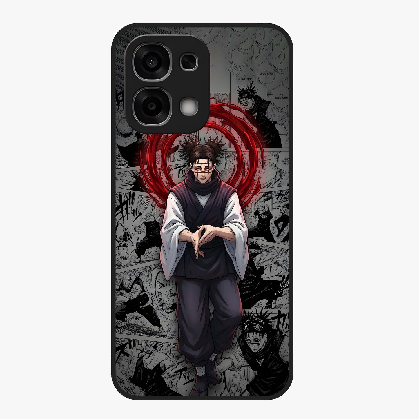 Cursed Ritual Ascension Glass Case showing flat back view with dark ritual themed artwork and glossy glass finish.