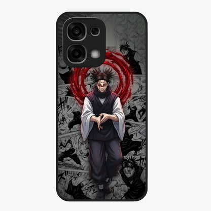 Cursed Ritual Ascension Glass Case showing flat back view with dark ritual themed artwork and glossy glass finish.