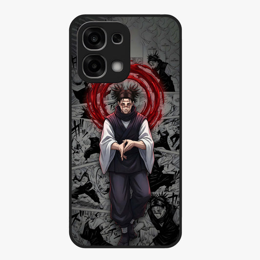Cursed Ritual Ascension Glass Case showing flat back view with dark ritual themed artwork and glossy glass finish.