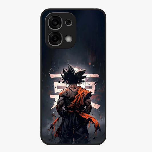 Dark Warrior In Rain Glass Case showing flat back view with warrior artwork in rainy atmosphere and glossy glass finish.
