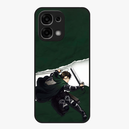 Emerald War Vanguard Glass Case showing flat back view with powerful warrior themed artwork and glossy glass finish.