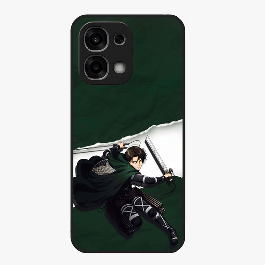 Emerald War Vanguard Glass Case showing flat back view with powerful warrior themed artwork and glossy glass finish.