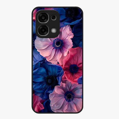 Flower Paper Art Pattern Glass Case showing flat back view with paper cut style floral artwork and glossy glass finish.