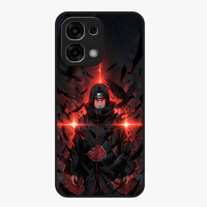 Focused Blade Discipline Glass Case showing flat back view with warrior sword themed artwork and glossy glass finish.