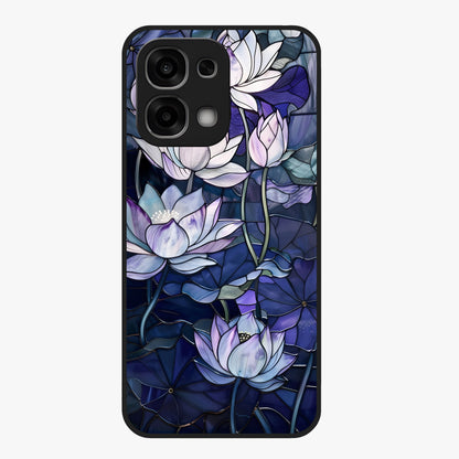 Gloss Petal Rush Glass Case showing flat back view with glossy flower petal artwork and smooth glass finish.