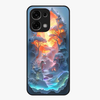 Glow Forest Portal Glass Case showing flat back view with glowing forest portal artwork and glossy glass finish.