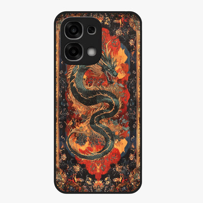 Inferno Dragon Soul Glass Case showing flat back view with fiery dragon artwork and glossy glass finish.