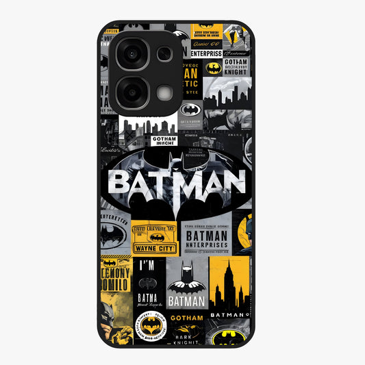 Knight Gotham Rise Glass Case showing flat back view with dark hero inspired artwork and glossy glass finish.