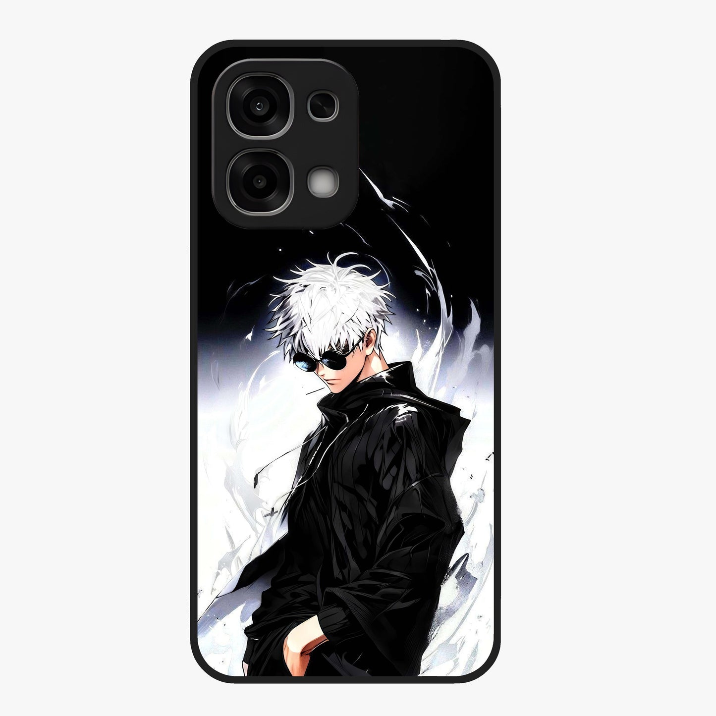 Limitless Shadow King Glass Case showing flat back view with powerful shadow warrior artwork and glossy glass finish.