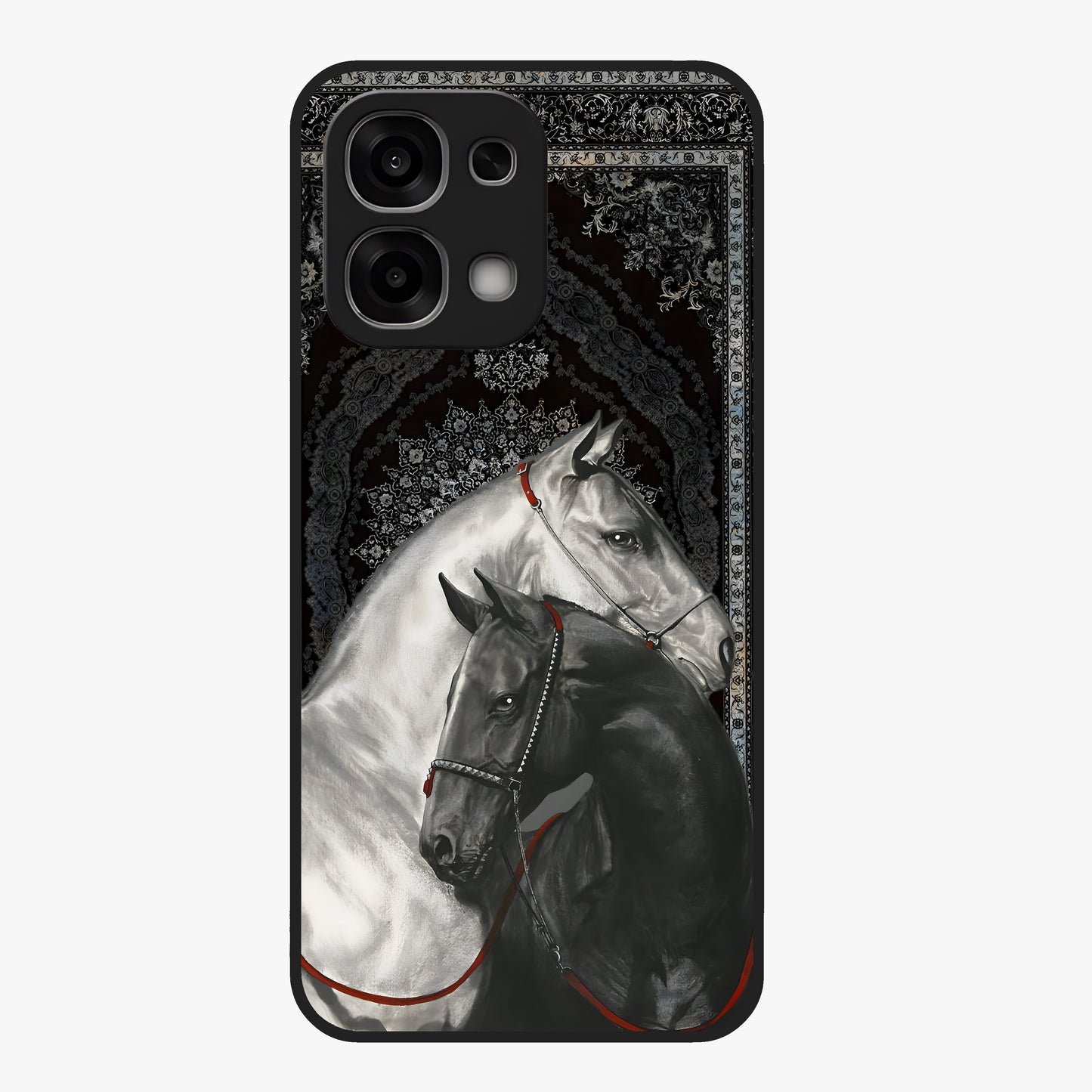 Majestic Ride Legacy Glass Case showing flat back view with powerful automotive inspired artwork and glossy glass finish.