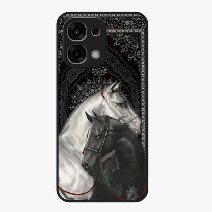 Majestic Ride Legacy Glass Case showing flat back view with powerful automotive inspired artwork and glossy glass finish.
