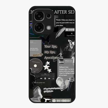 Midnight Love Echo Glass Case showing flat back view with romantic midnight themed artwork and glossy glass finish.