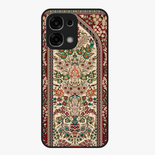 Persian Inspired Glass Case showing flat back view with ornate Persian style pattern artwork and glossy glass finish.