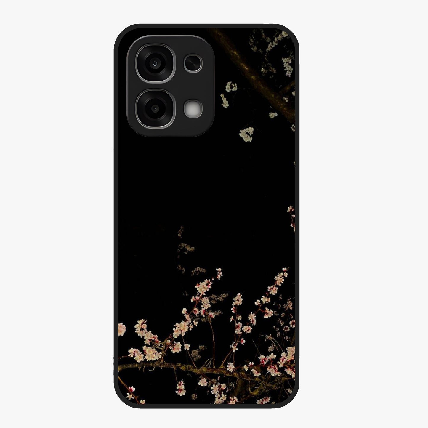 Petal Moon Light With Custom Name Glass Case showing flat back view with floral moonlight artwork and personalized name design.