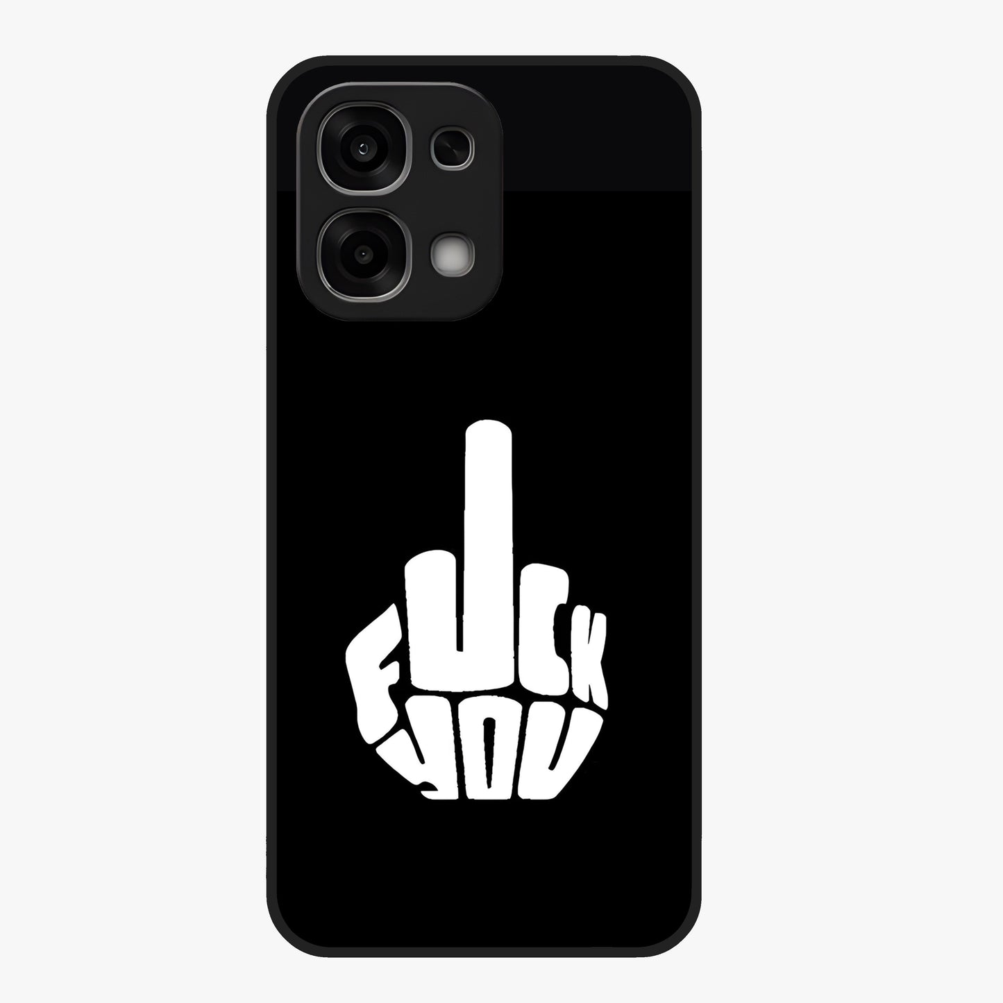 Rebel Mode On Glass Case showing flat back view with bold rebellious typography artwork and glossy glass finish.