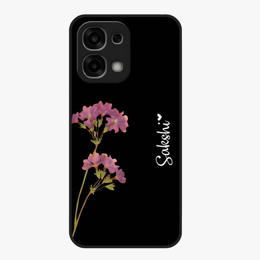 Riching Lavender Flower Custom Name Glass Case showing flat back view with lavender floral artwork and personalized name design.