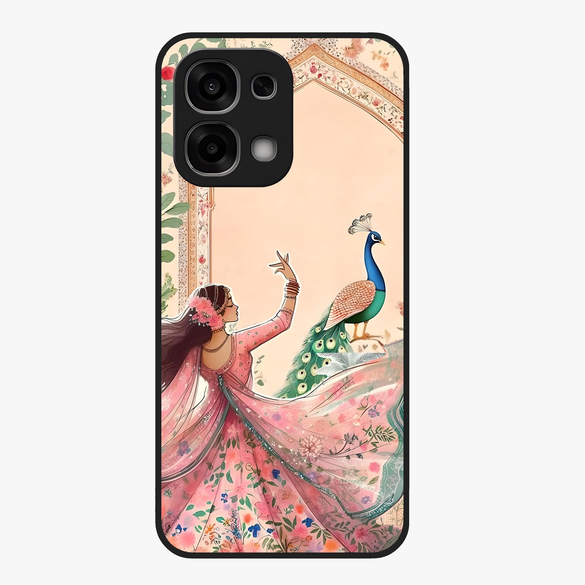 Royal Grace Muse Glass Case showing flat back view with elegant artistic artwork and glossy glass finish.