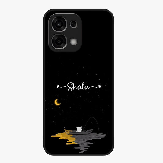 Silent Night Row Glass Case showing flat back view with calm night themed artwork and glossy glass finish.