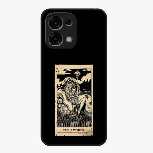 The Empress Glass Case showing flat back view with regal feminine artwork and glossy glass finish.