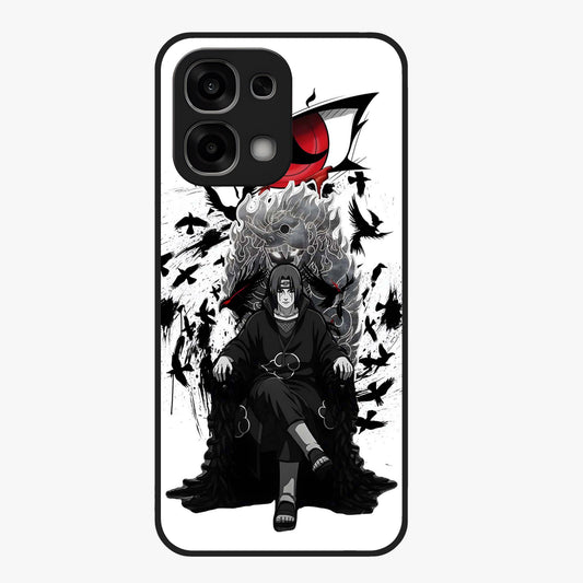 Uchiha Shadow Throne Glass Case showing flat back view with cosmic underwater themed artwork and glossy glass finish.