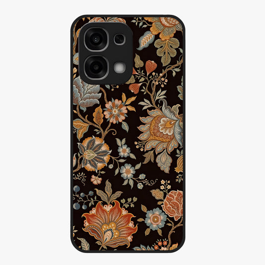 Vintage Floral Dream Glass Case showing flat back view with classic floral artwork and glossy glass finish.