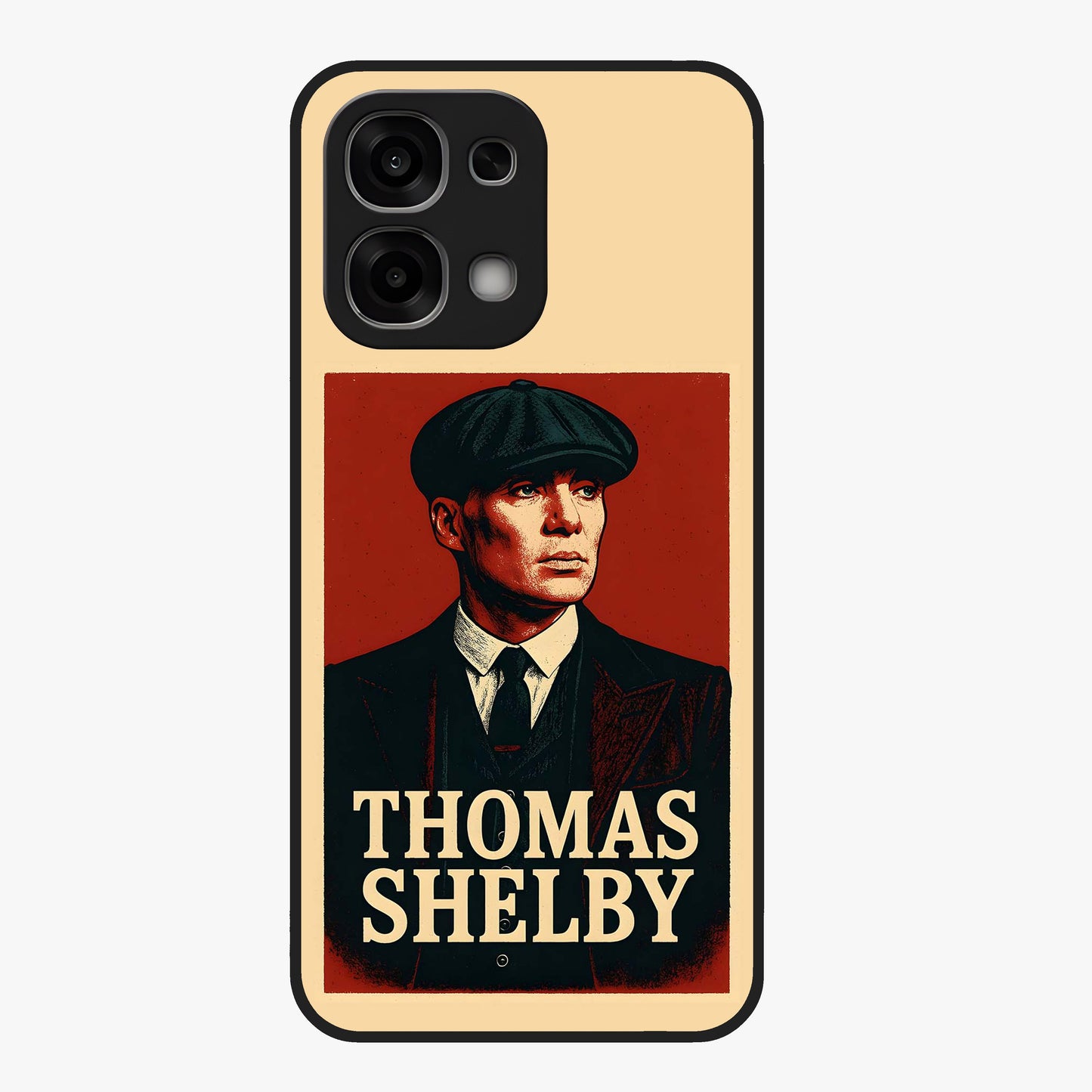 Vintage Mafia Authority Glass Case showing flat back view with bold vintage mafia inspired artwork and glossy glass finish.