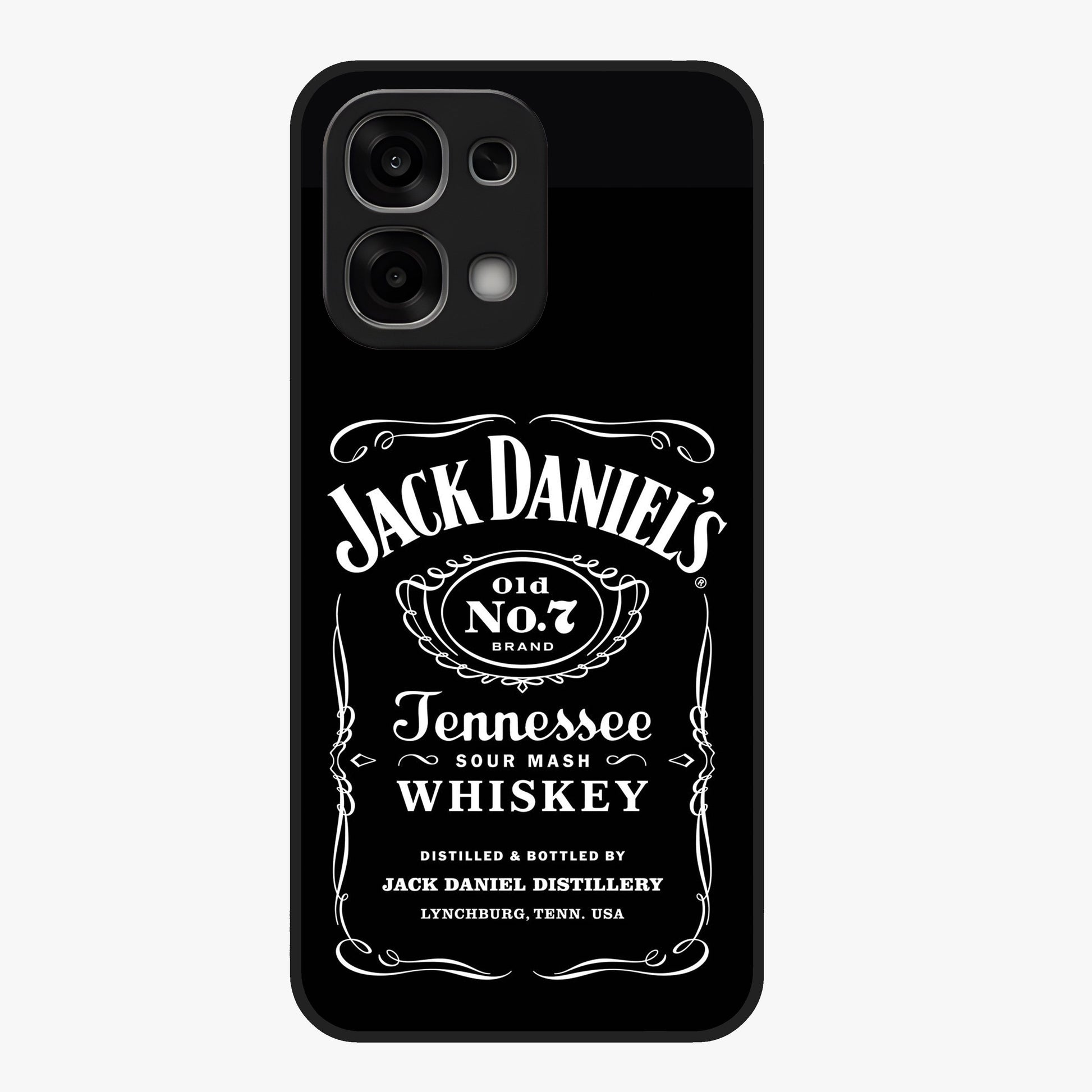 Vintage Whiskey Heritage Glass Case showing flat back view with classic whiskey inspired artwork and glossy glass finish.