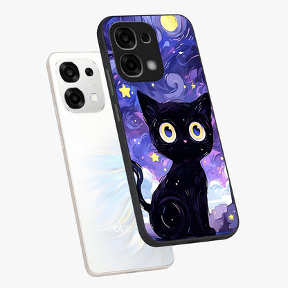 Abstract Cat Art Glass Case displayed in angled mockup highlighting modern abstract cat artwork and sleek glass surface.