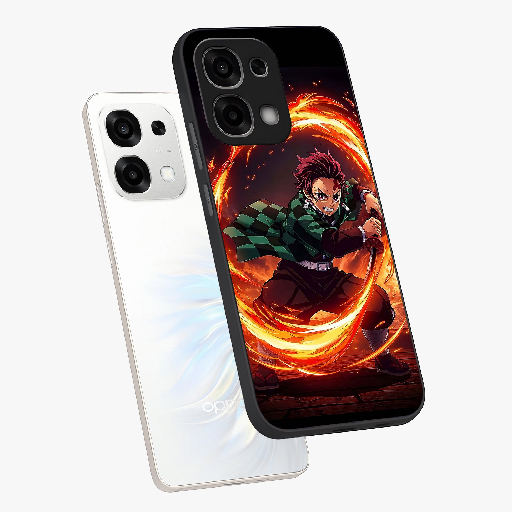 Blazing Sword Resolve Glass Case displayed in angled mockup highlighting powerful sword illustration and bold fantasy theme.