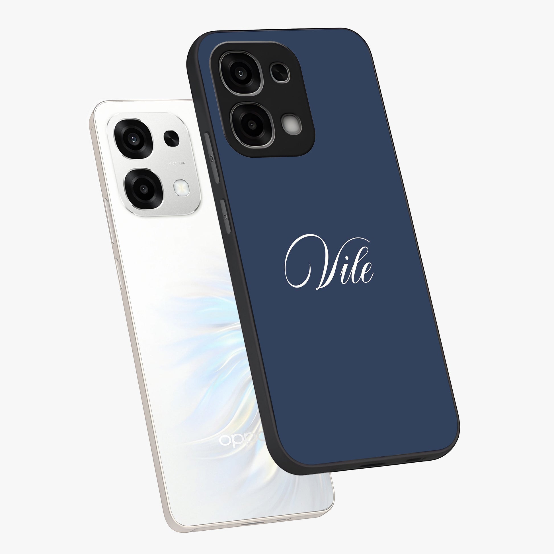 Blue Vintage Floral Pattern Glass Case showing flat back view with elegant vintage floral artwork and glossy glass finish.