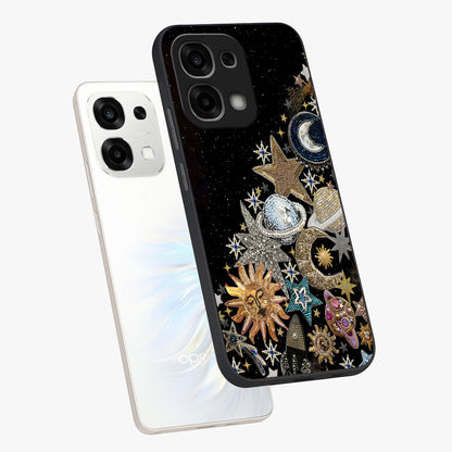 Cosmic Sparkle Dreams Glass Case displayed in angled mockup highlighting dreamy star sparkle design with celestial aesthetic.