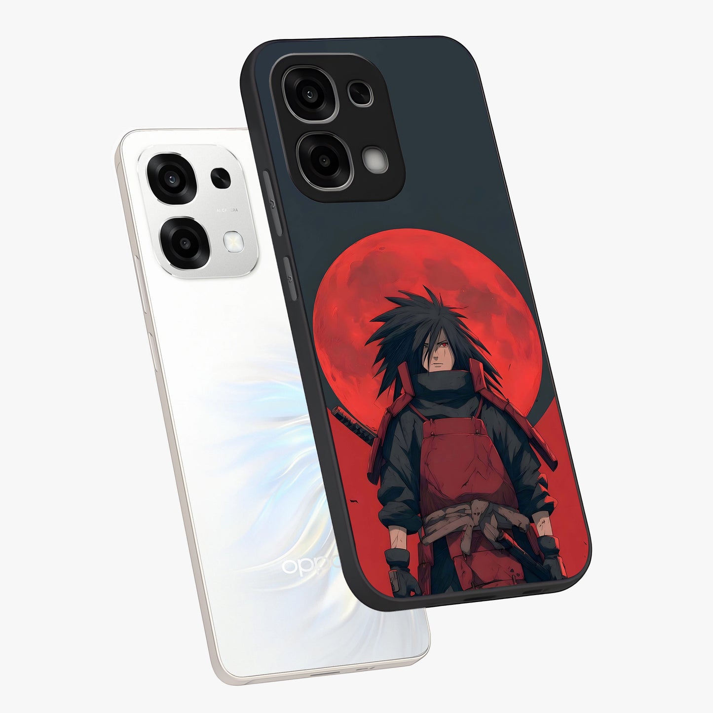 Crimson Moon Warlord Glass Case displayed in angled mockup highlighting dramatic crimson moon design with fantasy aesthetic.