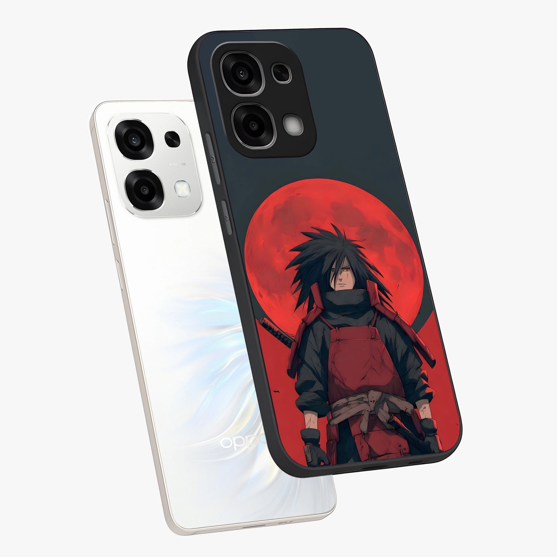 Crimson Moon Warlord Glass Case displayed in angled mockup highlighting dramatic crimson moon design with fantasy aesthetic.