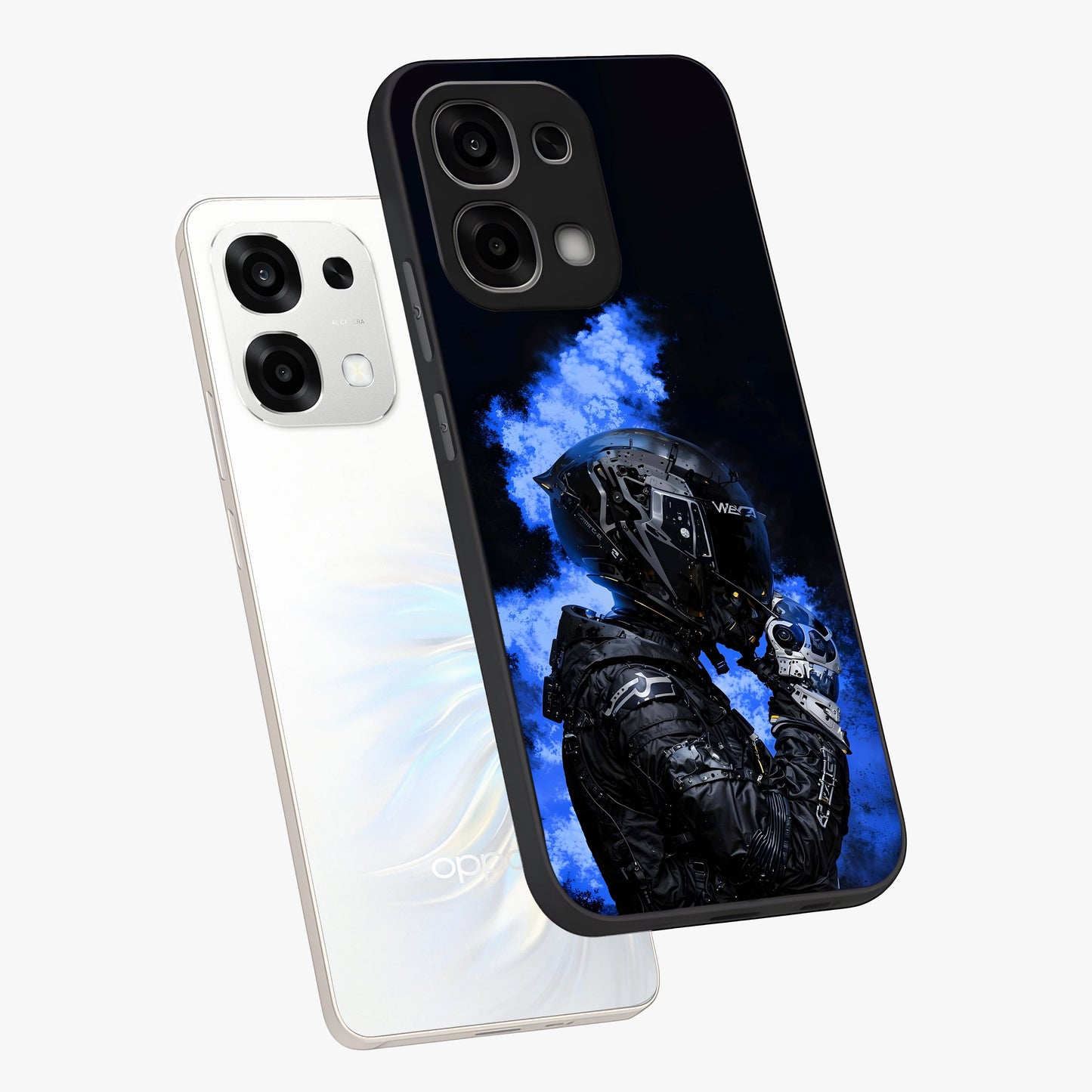 Cyber Sentinel Protocol Glass Case displayed in angled mockup highlighting digital cyber design with sci-fi aesthetic style.