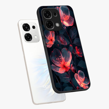 Dark Shade of Flower Glass Case displayed in angled mockup highlighting moody floral illustration with aesthetic dark tones.