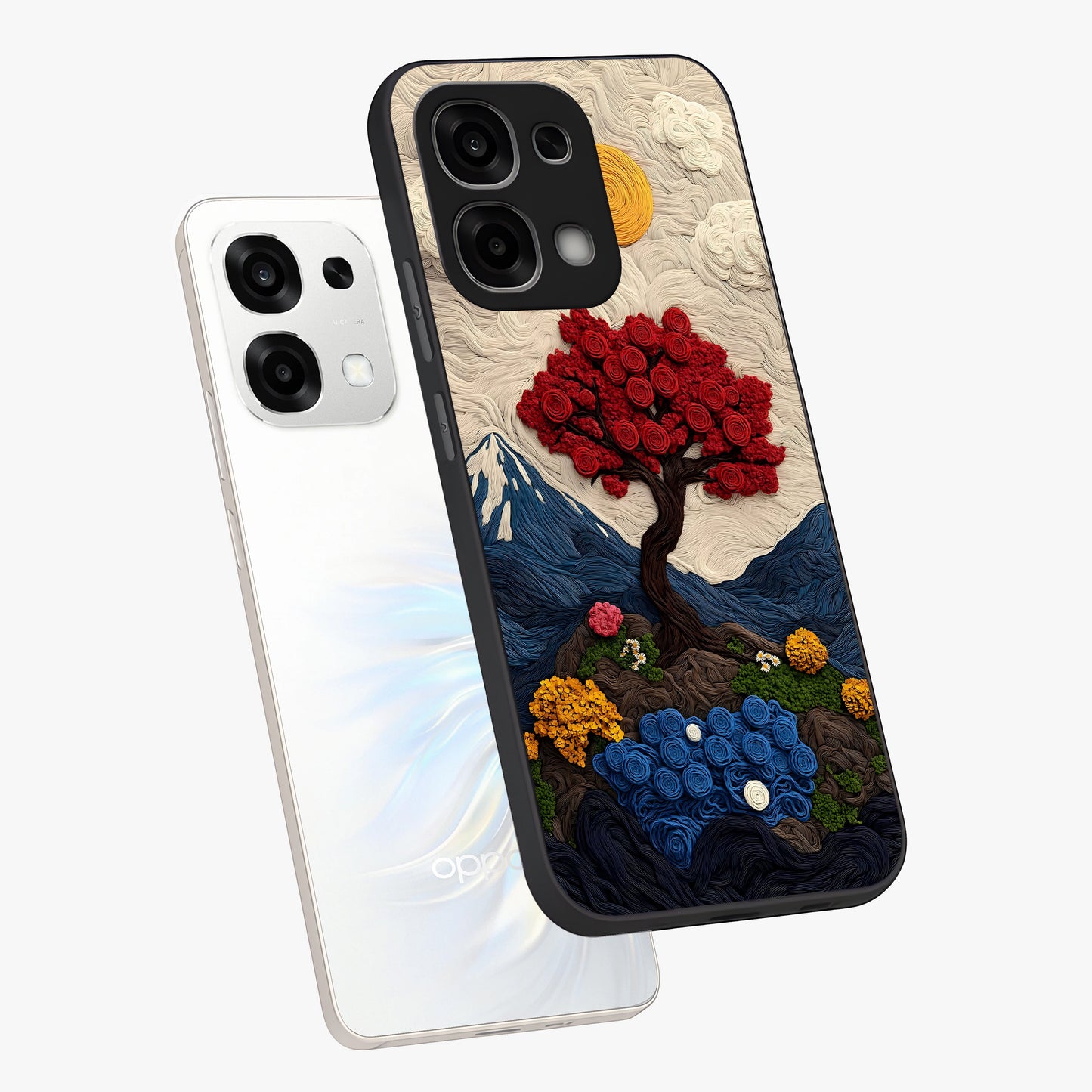 Eternal Nature Tapestry Glass Case displayed in angled mockup highlighting detailed botanical pattern with artistic aesthetic.