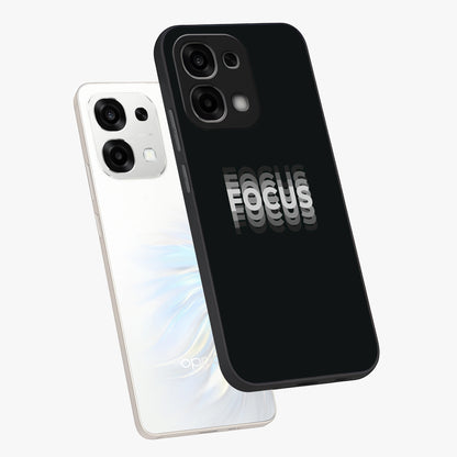 Focus Mode On Glass Case displayed in angled mockup highlighting clean minimal text artwork with modern aesthetic style.