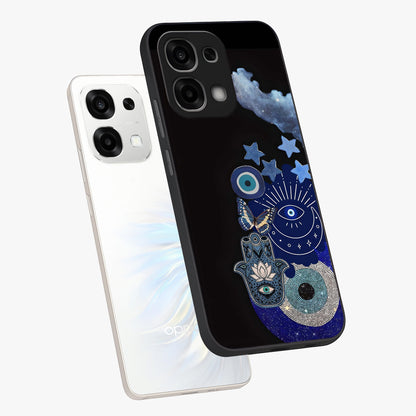 Galactic Charm Cluster Glass Case displayed in angled mockup highlighting luminous galaxy inspired design with dreamy aesthetic.