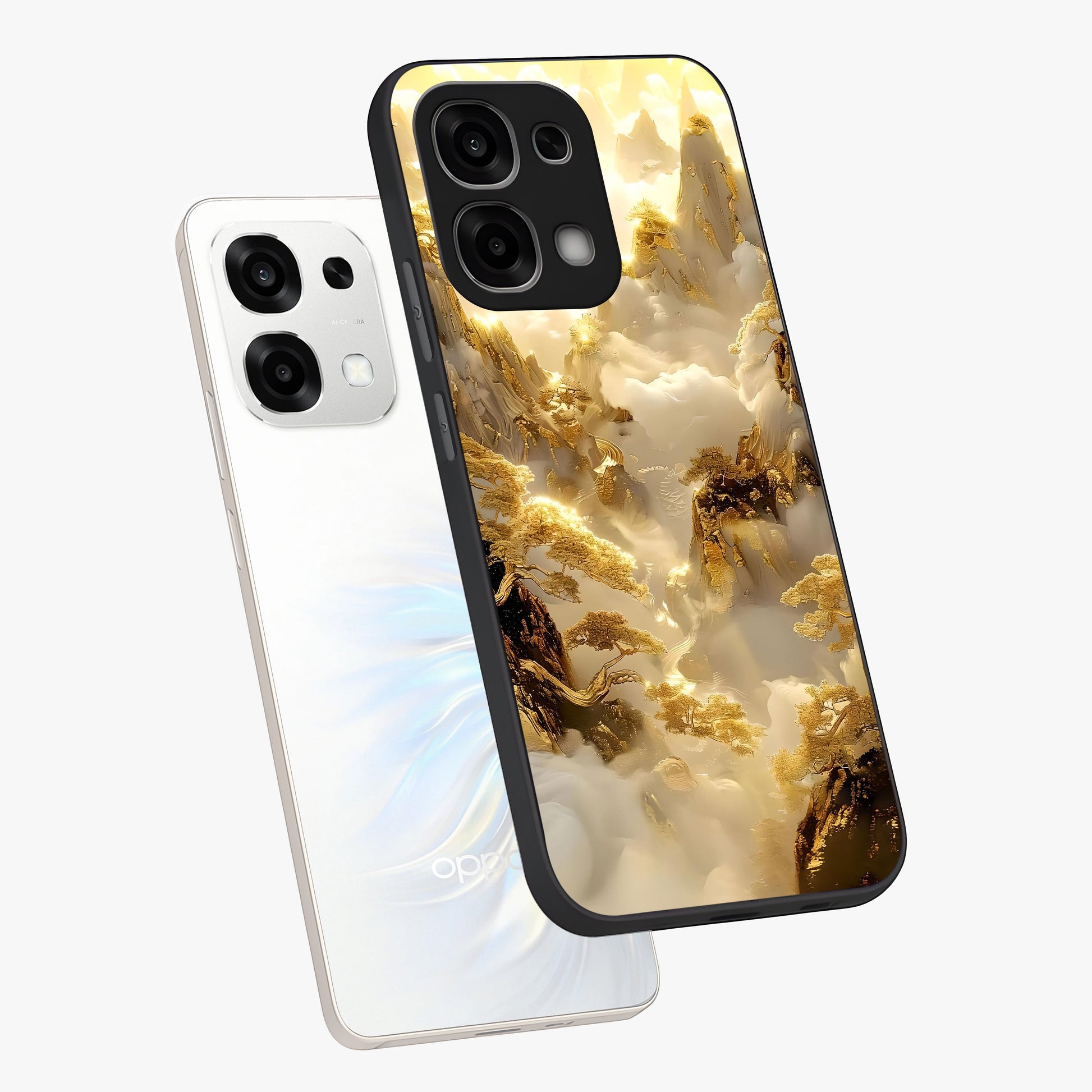 Gates Of Illumination Glass Case displayed in angled mockup highlighting radiant portal inspired design with fantasy aesthetic.