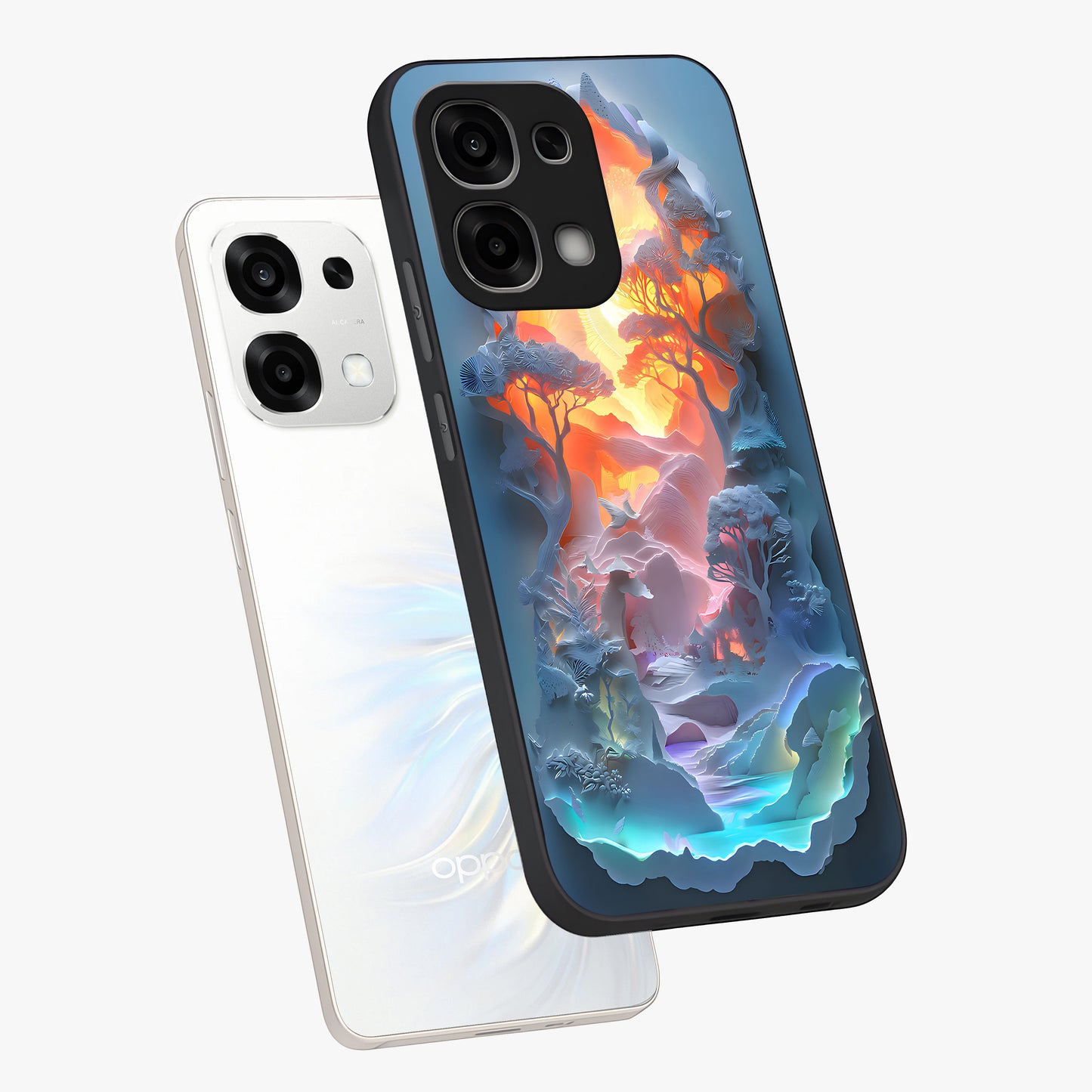 Glow Forest Portal Glass Case displayed in angled mockup highlighting mystical forest design with magical glowing aesthetic.