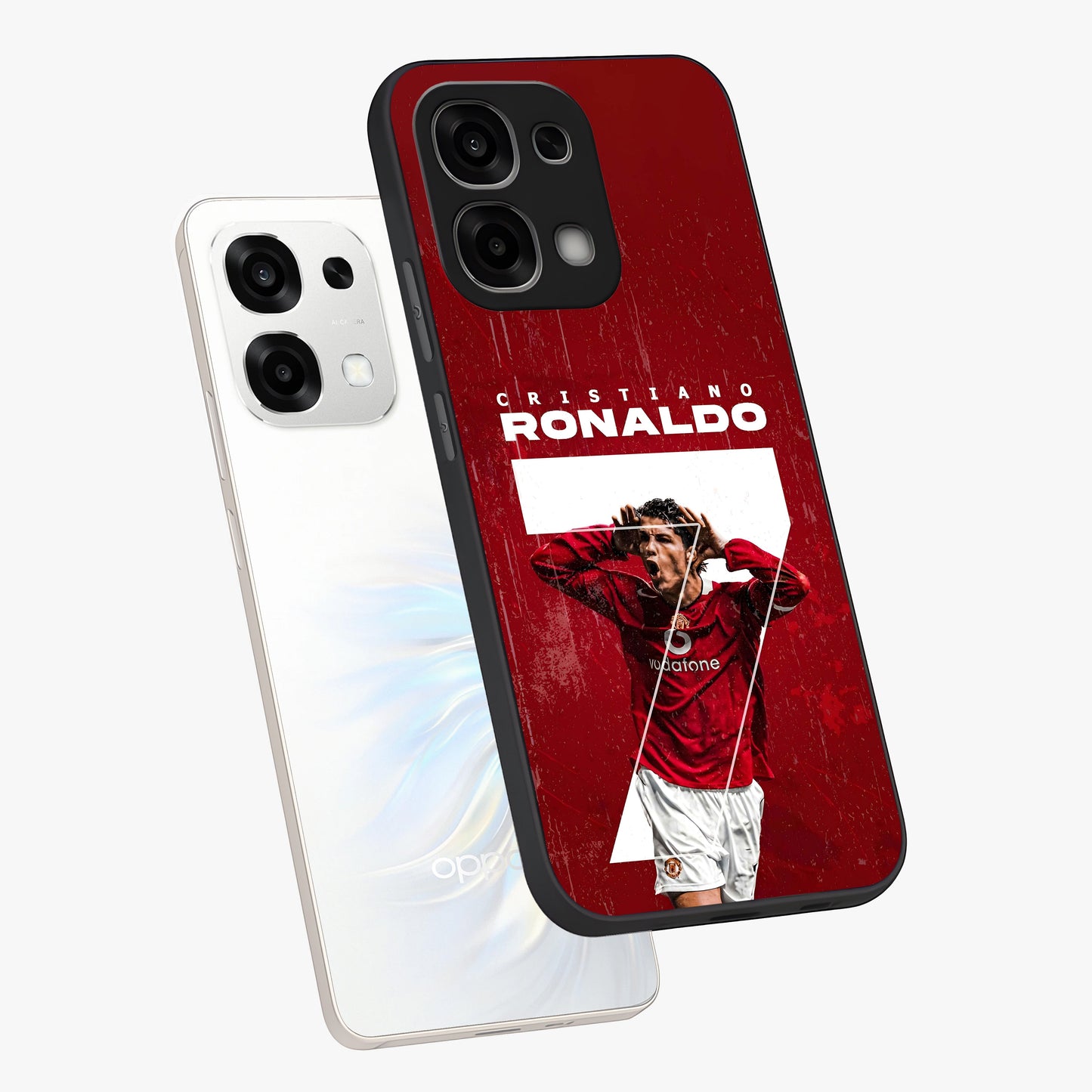 Goal Celebration Legacy Glass Case displayed in angled mockup highlighting energetic sports celebration design with bold athletic theme.