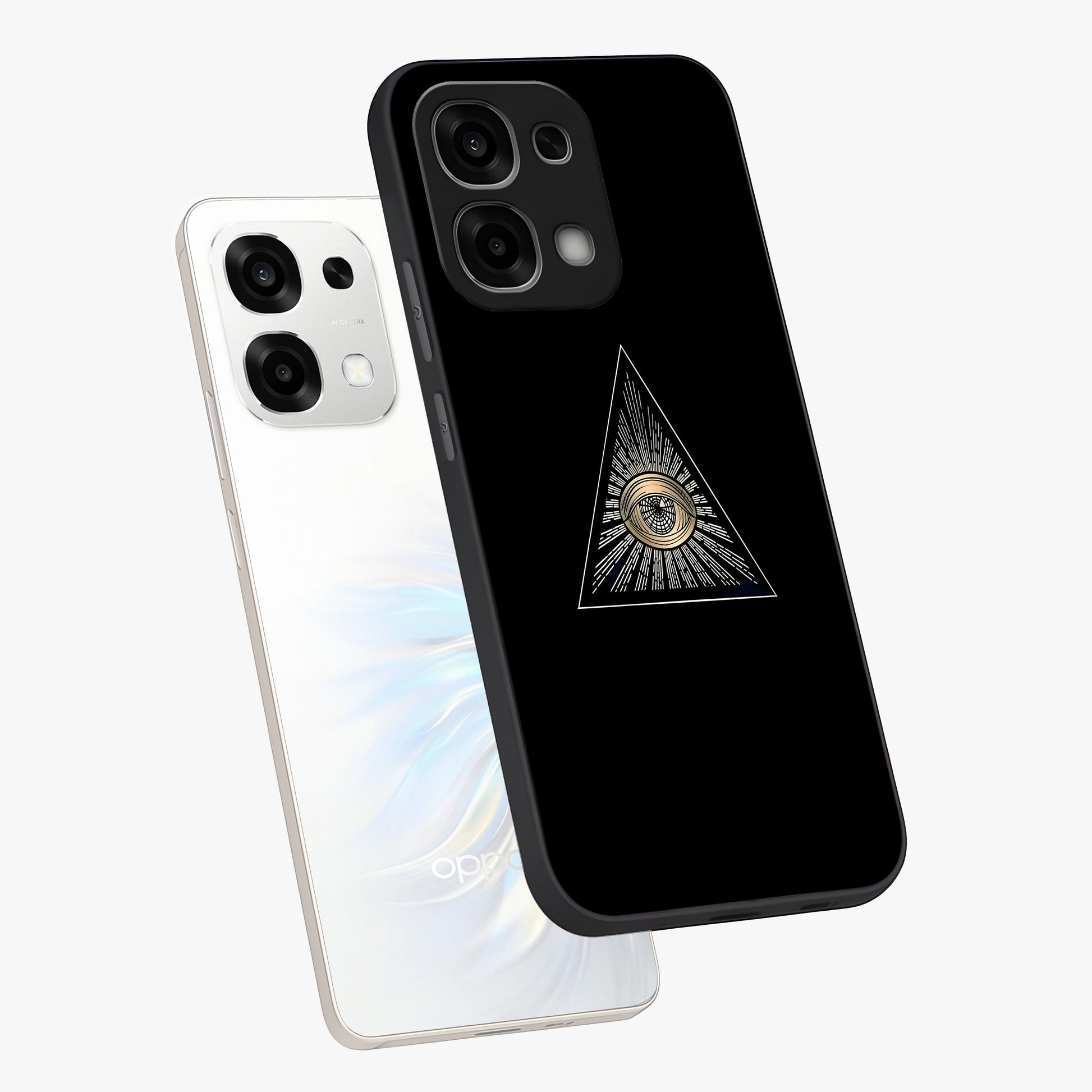 Illuminati Evil Glass Case displayed in angled mockup highlighting dark occult inspired design with bold aesthetic style.