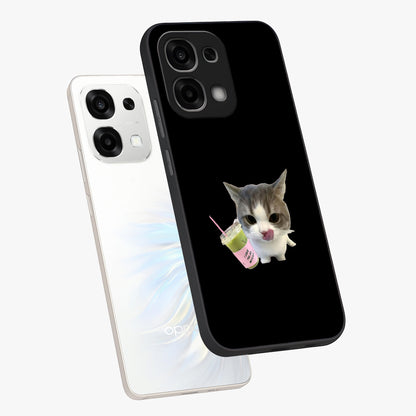 Matcha Cat Style Glass Case displayed in angled mockup highlighting playful feline design with pastel matcha aesthetic.