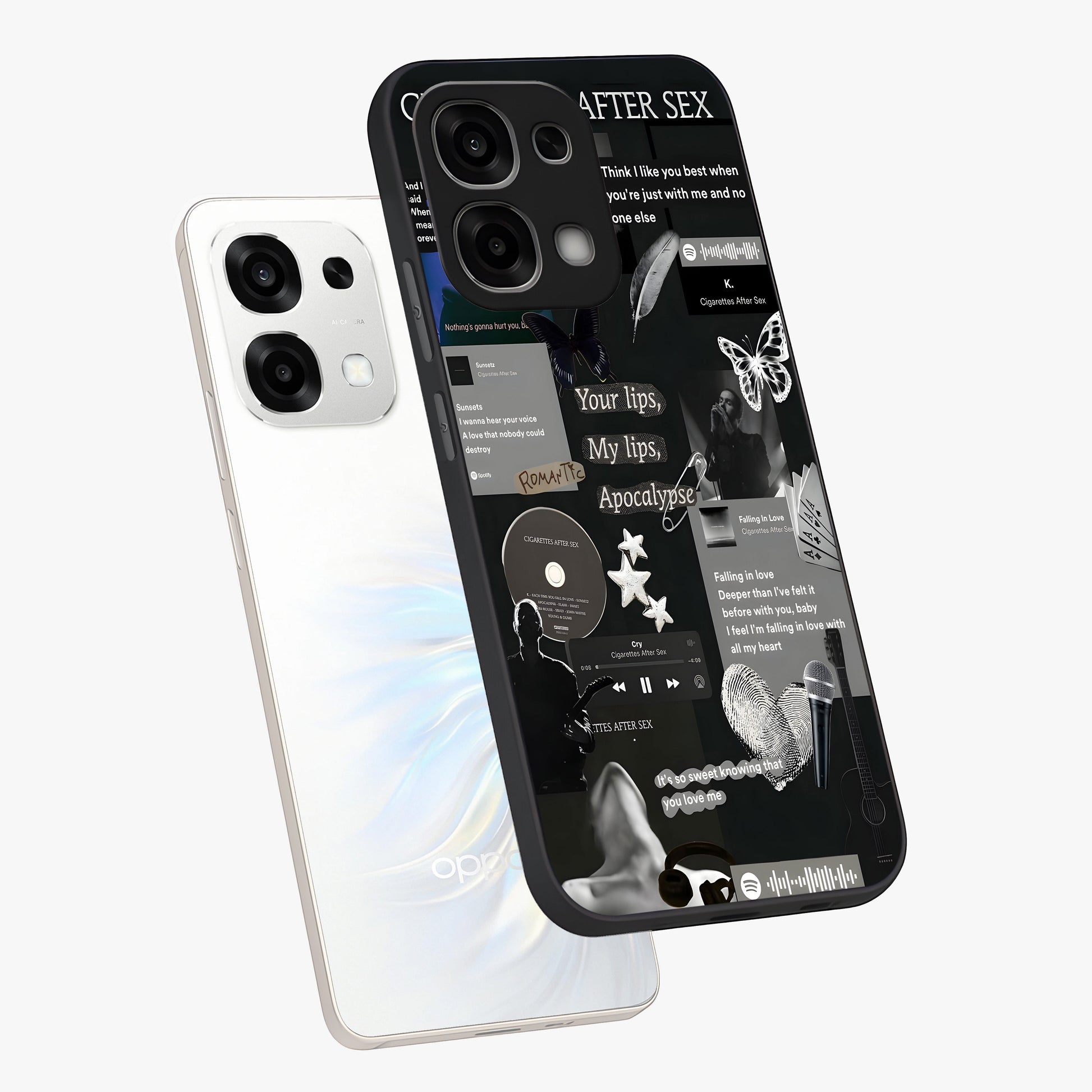 Midnight Love Echo Glass Case displayed in angled mockup highlighting elegant love inspired design with deep aesthetic style.