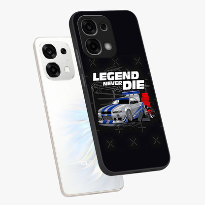 Midnight Racing Legacy Glass Case displayed in angled mockup highlighting dynamic automotive design with bold midnight aesthetic.